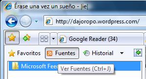 Icono de RSS en Internet Explorer